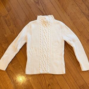 Talbots Cream Cable Knit Turtleneck Sweater